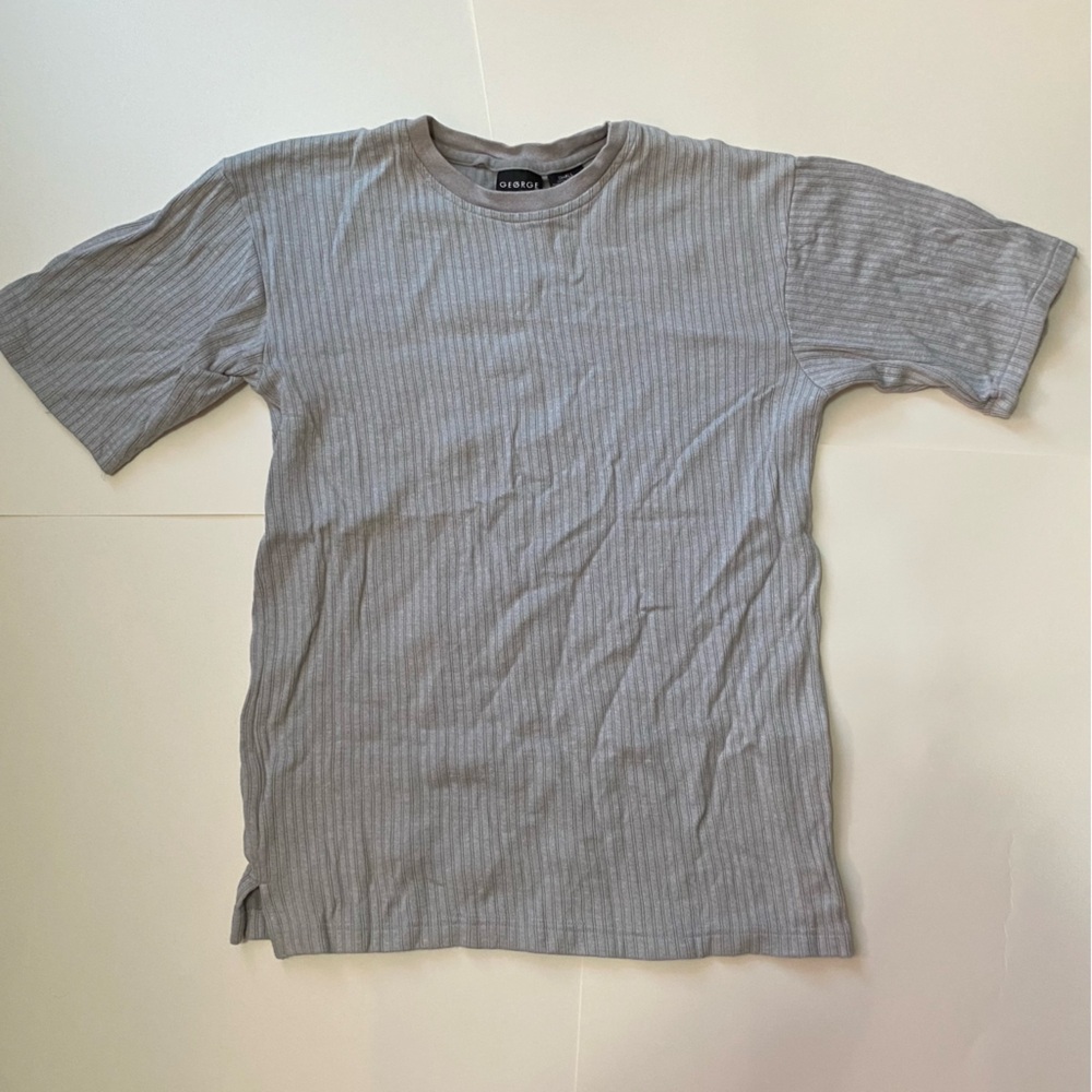 🩵George Gray Short Sleeve Tee Classic Crew Neck Ribbed